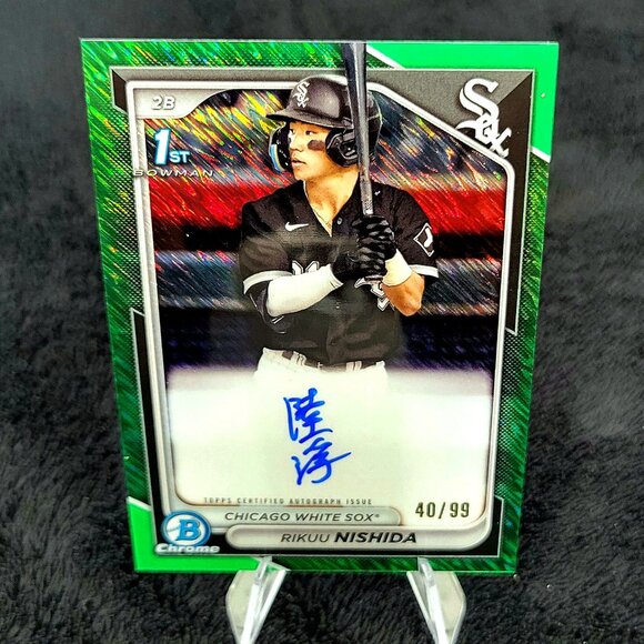 Rikuu Nishida 40/99 2024 Bowman Chrome Prospect Autographs Green Shim Refractor - Picture 1 of 3